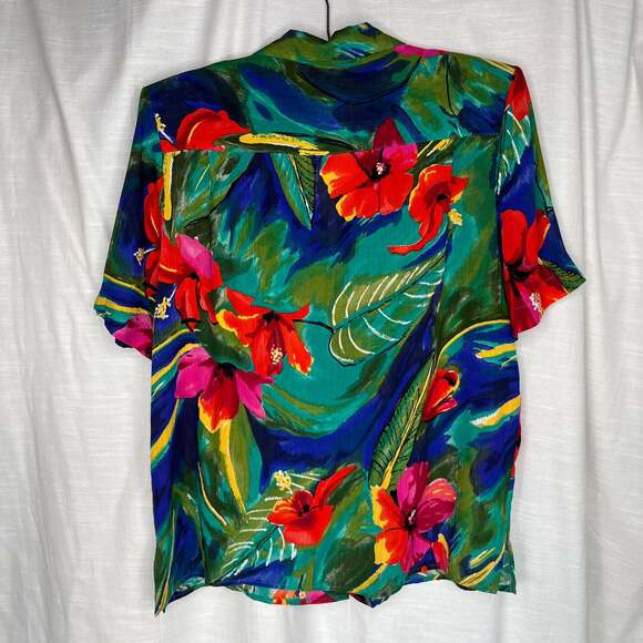 Vintage Alfred Dunner Petite Button Down Floral Hawaiian Shirt - Picture 4 of 4